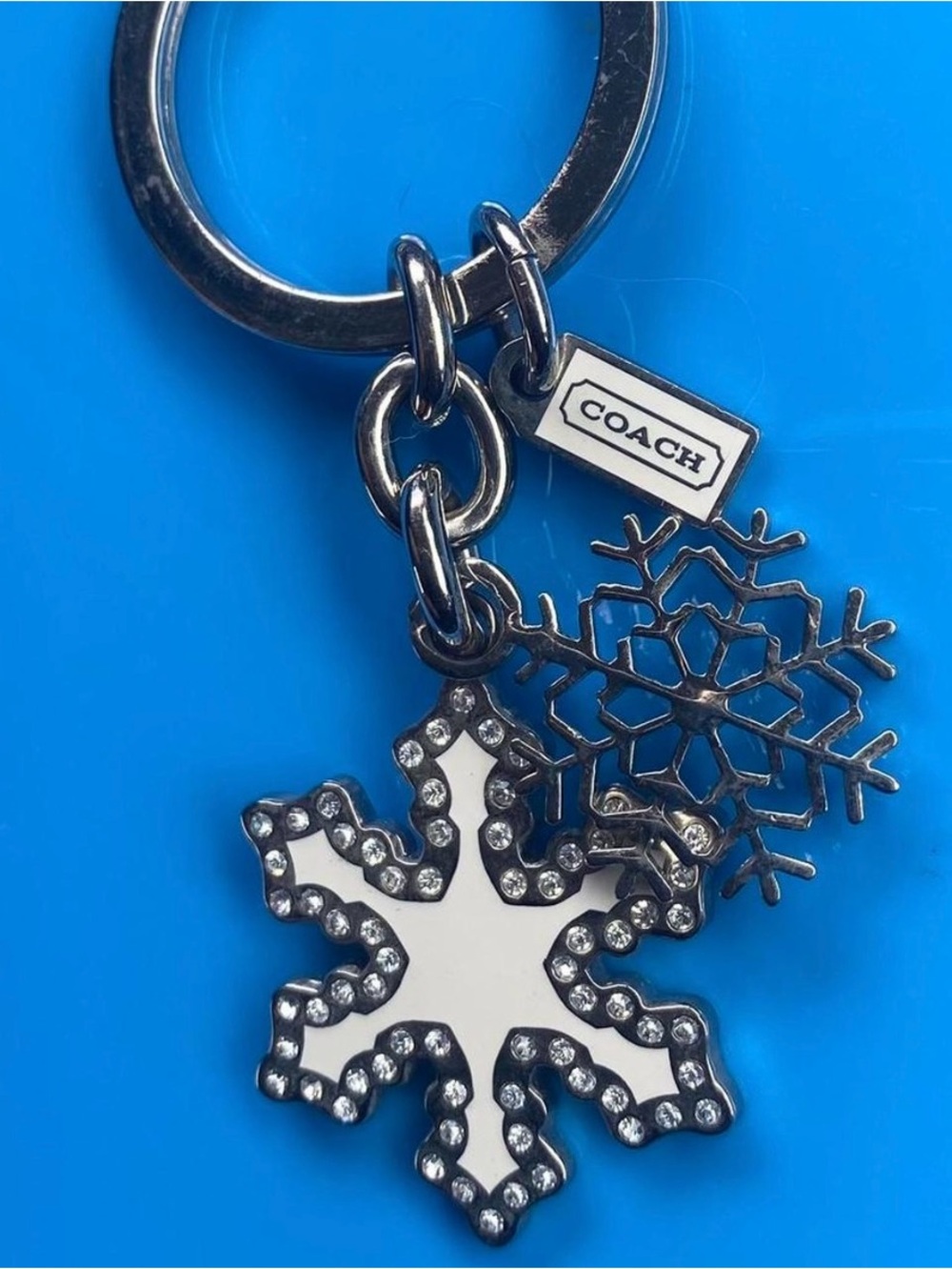 Coach Silver Snowflake Keychain
